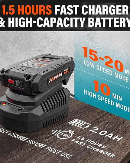 Berserker 20V Leaf Blower Cordless 2.0Ah Battery Operated and Charger Included,2-in-1 Compact Electric Powered Handheld Lightweight Variable-Speed Yard Vacuum for Lawn Care,Snow Blowing,Dust Cleaning - LeafyLoom