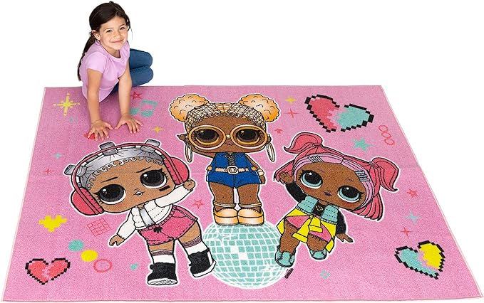 Franco Kids Room Non Slip Area Rug, 69 in x 52 in, LOL Surprise - LeafyLoom