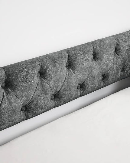 Full Size Upholstered Daybed with Twin Size Trundle,Button Tufted Sofa Bed with Nailhead Trim for Bedroom,Livingroom,Guest Room,Grey(80.5"x55.5"x27.5") - LeafyLoom
