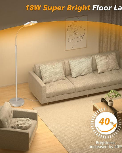 Floor Lamp, 18W Bright LED Floor Lamps for Living Room with Diamond-Surface, Stepless Adjustable Colors & Dimmer Standing Lamp with Timer, Remote & Touch Control, Reading Lights for Bedroom, Office - LeafyLoom
