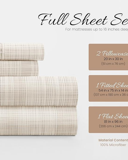 Linen Market 4 Piece Full Bedding Sheet Set (Ray Thatch) - Sleep Better Than Ever with These Ultra-Soft & Cooling Bed Sheets for Your Full Size Bed - Deep Pocket Fits 16" Mattress - LeafyLoom
