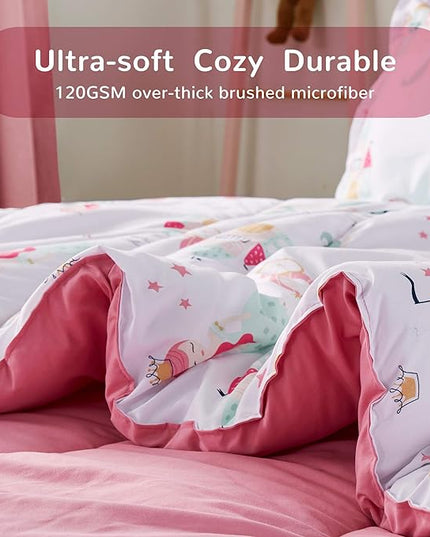 SLEEP ZONE Kids Bedding Twin Comforter Set - Super Soft & Cute Printed 2-Piece Comforter Set All Seasons for Boys, Girls, Fade Resistant, Machine Washable, Princess Castle - LeafyLoom