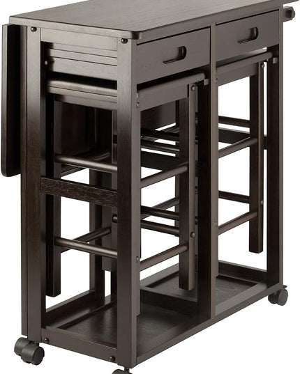 Winsome Suzanne 3-PC Set Space Saver Kitchen, Coffee Finish, 29.61x29.13x32.76 - LeafyLoom