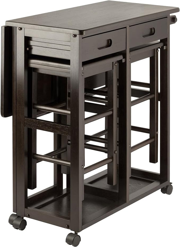 Winsome Suzanne 3-PC Set Space Saver Kitchen, Coffee Finish, 29.61x29.13x32.76 - LeafyLoom