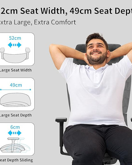 Ergonomic Office Chair with 3D Armrest, Big and Tall Computer Desk Chair with Adjustable Headrest, Seat Depth, Lumbar Support, Home Office Gaming Chair Dark Grey - LeafyLoom