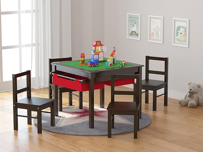 UTEX Child's Wooden Chair Pair for Play or Activity, Set of 2, Espresso … - LeafyLoom