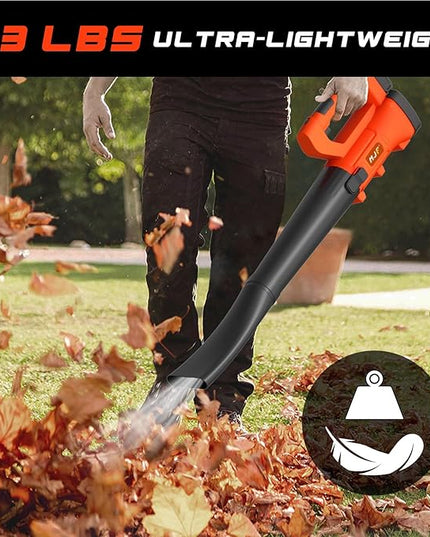 MJF Cordless Leaf Blower, 150MPH, 350CFM, 20V Brushless Motor, 2x2000mAh Batteries and Fast Charger, Lightweight, Electric Blower for Lawn Care, Yard Cleaning - LeafyLoom