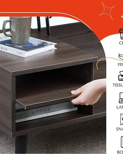 WLIVE Lift Top Coffee Table with Storage for Living Room,Small Hidden Compartment and Adjustable Shelf,Mid Century, Modern ,Wood,Grey - LeafyLoom
