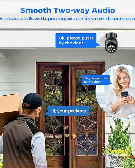 Hiseeu Security Camera Wireless Outdoor, 5MP Color Night Vision WiFi Surveillance Camera Pan/Tilt with Motion Detection/Siren/Light Alarm, 2-Way Audio, IP66 Weatherproof, Work with Echo Show Black Hiseeu