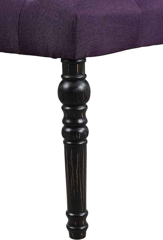 Roundhill Furniture Leviton Urban Style Dark Washed Wood Dining Set: Table, 4 Chairs and Bench, Purple - LeafyLoom