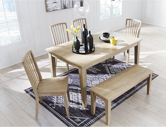 Signature Design by Ashley Gleanville Contemporary Dining Table, Light Brown - LeafyLoom