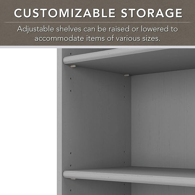 Bush WC53565-03 Fairview 5-Shelf 69-Inch H Bookcase, Cape Cod Gray - LeafyLoom