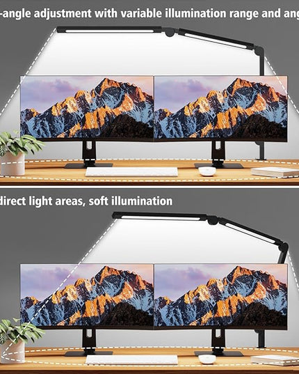 LED Desk Lamp with Clip, Multi-Angle Flexible 3-Segment 2-Light Source Office Desk Lamp, Clip-on Eye-Care 4 Color Temperature Modes&5 Brightness, Table Lamp for Home Office Studio Study Nail - LeafyLoom