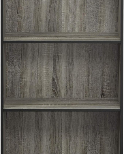 FURINNO Basic 3-Tier Bookcase Storage Shelves, French Oak Grey/Black - LeafyLoom