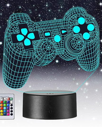 3D Gamepad Night Light,Game Console Illusion lamp with Remote,16 Colors Changing with Remote,Gaming Room Decor Best Gamer Gift,Christmas Birthday Gifts for Boys Girls - LeafyLoom
