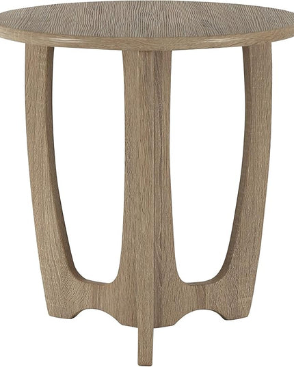 FINECASA Round End Table Small Rustic Side Table with Curved Legs Farmhouse Side Table Living Room, Bedroom, Entryway, Bedside, Nightstand (Natural) - LeafyLoom