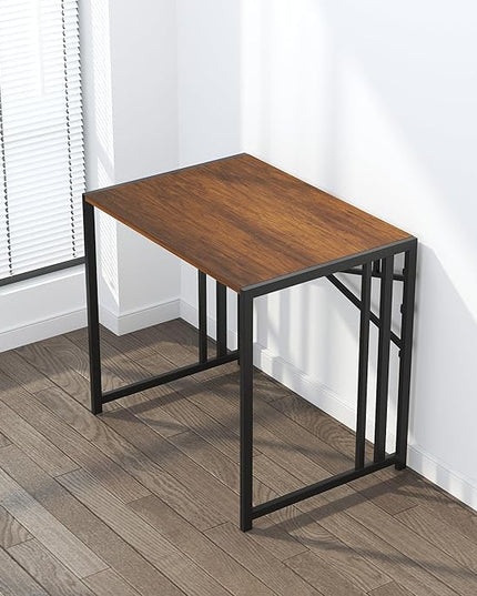 32 inch Folding Small Desk, Writing Gaming Computer Camping Desk for Small Spaces, No Assembly Required Home Office Desk, Mahogany - LeafyLoom