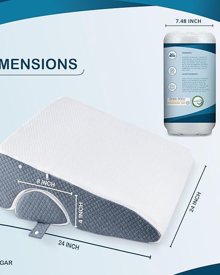 Bed Wedge Pillow 10 inch | Memory Foam Wedge Pillow for Sleeping | Triangle Pillow Wedge | Acid Reflux Pillow | Post-Surgery Support Cushion | Back, Head, Knee, Elbow Support | Pregnancy Pillow - LeafyLoom