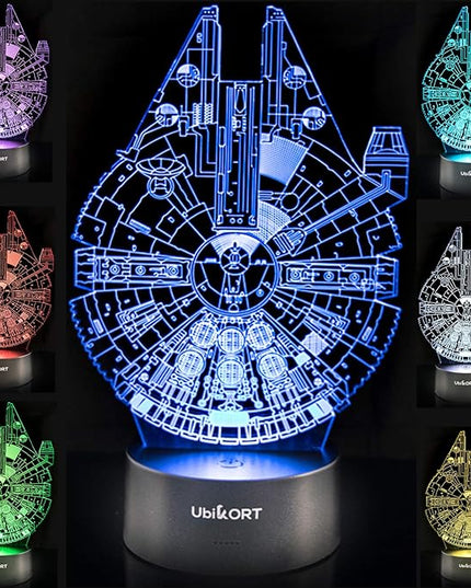 Star Wars Lamp Millennium Falcon 3D Lamp Star Wars Gifts for Men or Kids Birthday Star Wars Decor Room Fans [Upgrade Version] - LeafyLoom