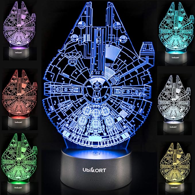 Star Wars Lamp Millennium Falcon 3D Lamp Star Wars Gifts for Men or Kids Birthday Star Wars Decor Room Fans [Upgrade Version] - LeafyLoom