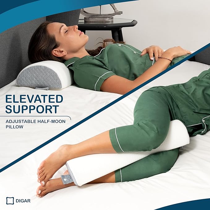 Bed Wedge Pillow 12 inch | Memory Foam Wedge Pillow for Sleeping | Triangle Pillow Wedge | Acid Reflux Pillow | Post-Surgery Support Cushion | Back, Head, Knee, Elbow Support | Pregnancy Pillow - LeafyLoom