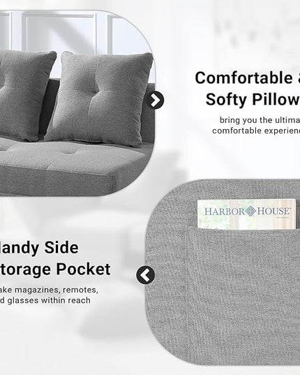 4-in-1 Convertible Sleeper Sofa, Single Pull Out Couch Chair with 6-Level Adjust Backrest Loveseat with Storage and Pillows, Modern Recliner for Living Room Apartment Office, Grey - LeafyLoom
