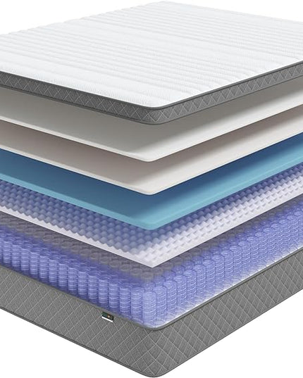 Full Mattress, 12 Inch Cooling-Gel Memory Foam and Pocket Spring Hybrid Mattress, Full Size Mattress in a Box, CertiPUR-US Certified, Medium Firm, Double Mattress - LeafyLoom