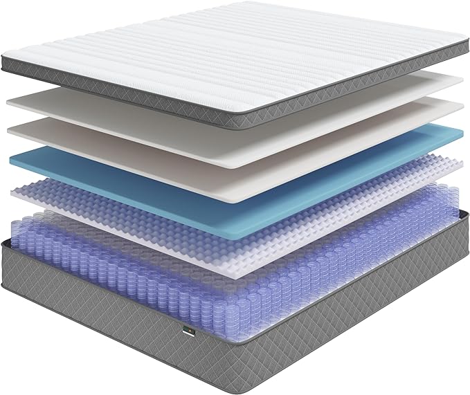 Queen Mattress, 12 Inch Cooling-Gel Memory Foam and Pocket Spring Hybrid Mattress, Queen Bed Mattress in a Box, CertiPUR-US Certified, Medium Firm, Queen Size Mattress - LeafyLoom