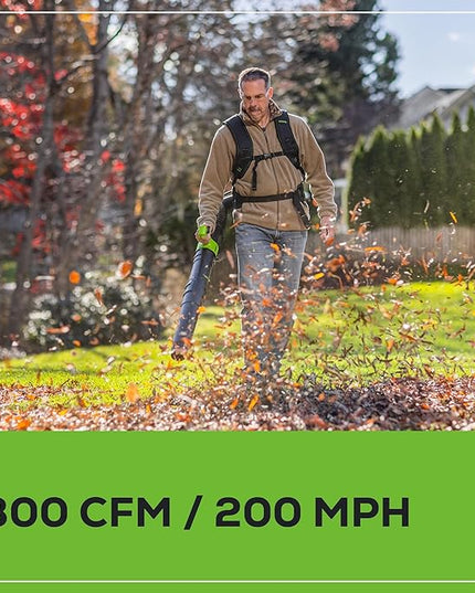 Greenworks 80V (800 CFM) Dual Port Backpack Blower with (2) 5.0 Ah Batteries, Dual Port Rapid Charger - LeafyLoom