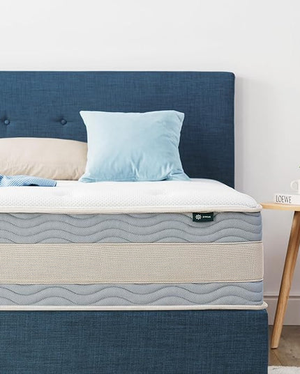 ZINUS 12 Inch Cooling Comfort Support Hybrid Mattress [New Version], Full, Fiberglass free, Medium Plush, Cooling Motion Isolation, Certified Safe Foams & Fabric, Mattress in A Box - LeafyLoom