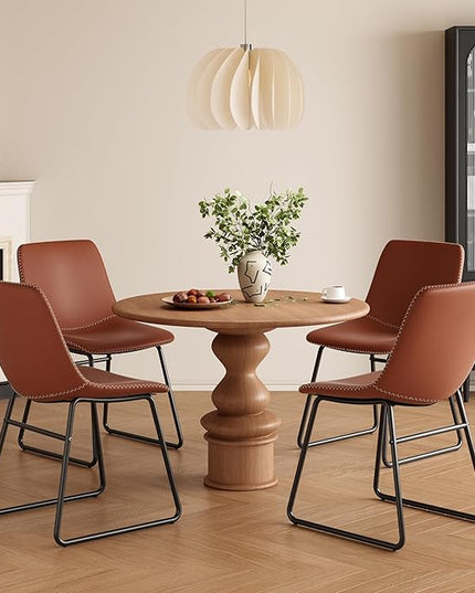 Dining Chairs Set of 4, Kitchen & Dining Room Chairs Dining Chairs Midcentury Modern Chair, Mid Century Faux Leather Dining Chair Comfortable,Dining Chair for Home - LeafyLoom