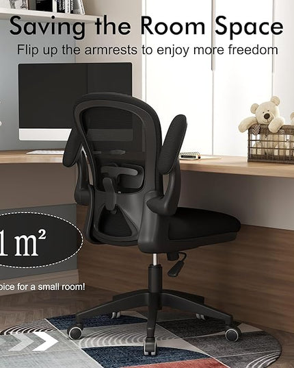 Ergonomic Home Office Desk Chairs Comfy Computer Gaming Chairs Mesh Arm Swivel Chairs of Adults for Home Office Bedroom(Black) - LeafyLoom