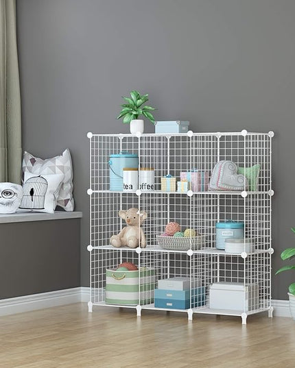 HOMIDEC Wire Cube Storage, Storage Shelves 9 Cube Bookshelf Bookcase Closet Organizer and Storage, Wire Storage Shelves Multi-Use DIY Storage Cube Shelf for Books, Toys, Clothes, Tools - LeafyLoom