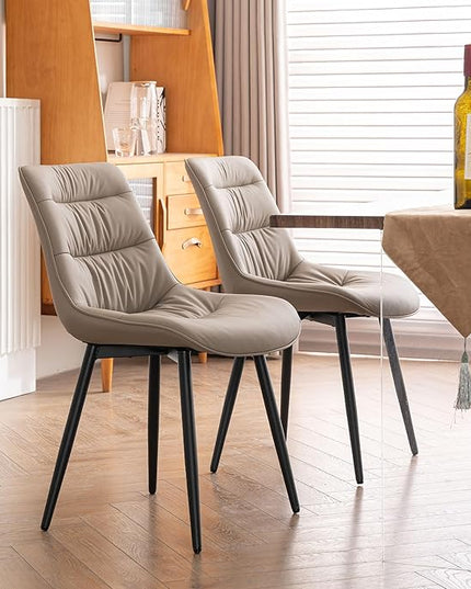 Kidol & Shellder Modern Dining Chairs Set of 2 Kitchen & Dining Room Chairs Upholstered Accent Chair Living Room Chairs Kitchen Chairs Comfy Chair for Bedrooms Waiting Room Home(Khaki) - LeafyLoom