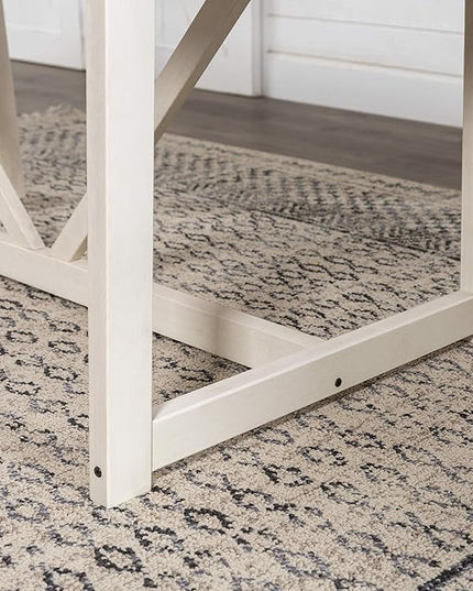 Walker Edison Modern Farmhouse Dining Table Wood Small Dining Room Table Sets Dining Chairs. 72 Inch. White and Rustic Oak - LeafyLoom