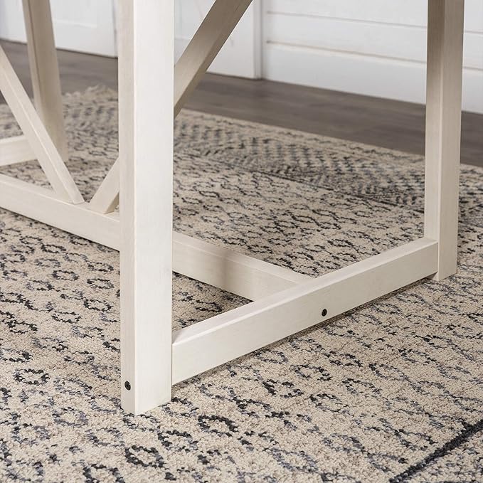 Walker Edison Modern Farmhouse Dining Table Wood Small Dining Room Table Sets Dining Chairs. 72 Inch. White and Rustic Oak - LeafyLoom