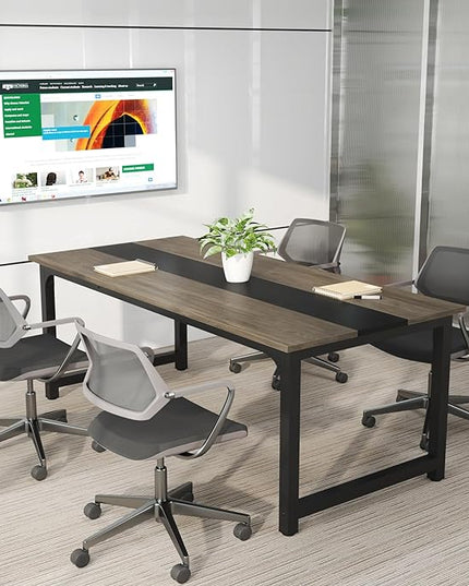 Tribesigns Modern Computer Desk, 70.8 x 31.5 inch Large Office Desk Computer Table Study Writing Desk Workstation for Home Office, Grey/Black - LeafyLoom