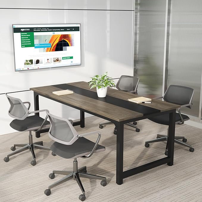 Tribesigns Modern Computer Desk, 70.8 x 31.5 inch Large Office Desk Computer Table Study Writing Desk Workstation for Home Office, Grey/Black - LeafyLoom
