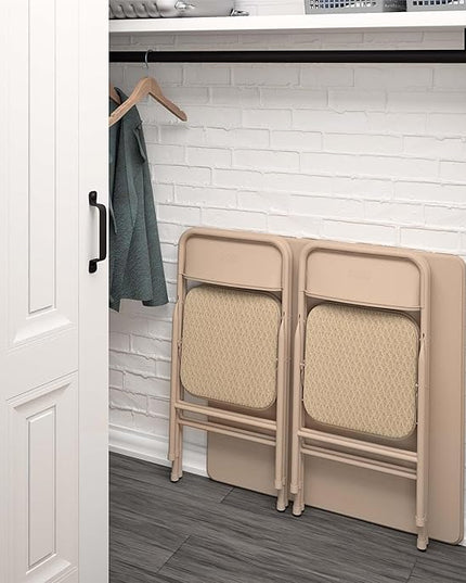 COSCO 5 Piece, Tan Folding Table and Chair Set. - LeafyLoom