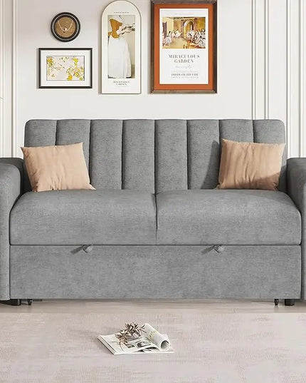 3 in 1 Multi-Functional Futon Loveseat Pull Out Sleeper Couch Bed, Corduroy Upholstery Convertible Lounge Sofa Daybed,Recliner Love Seat with Adjustable Backrest for Living Room,Office,RV - LeafyLoom