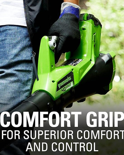 Greenworks 40V (115 MPH / 430 CFM) Brushless Axial Leaf Blower, 2.0Ah Battery and Charger Included - LeafyLoom
