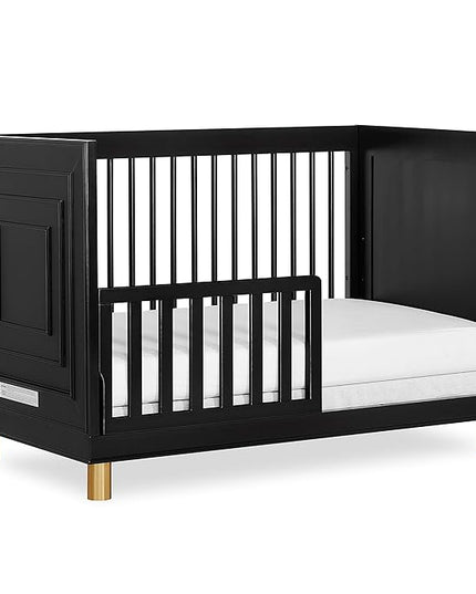 Evolur Loft Art Deco Convertible Crib Toddler Guard Rai, Black - LeafyLoom