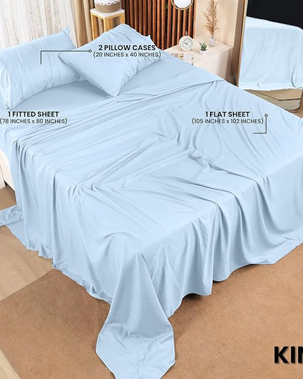 Utopia Bedding King Bed Sheets Set - 4 Piece Bedding - Brushed Microfiber - Shrinkage and Fade Resistant - Easy Care (King, Ice Blue) - LeafyLoom