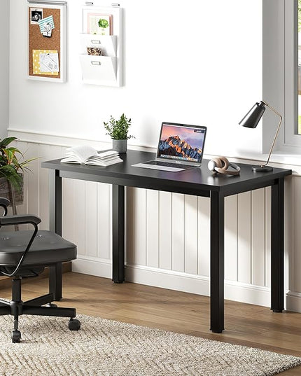 Need Small Desk, 31.5 inch Sturdy Writing Desk for Small Spaces, Small Computer Desk Teens Desk Study Table Laptop Desk Home Ofice Desk, Black Metal Frame, Black - LeafyLoom