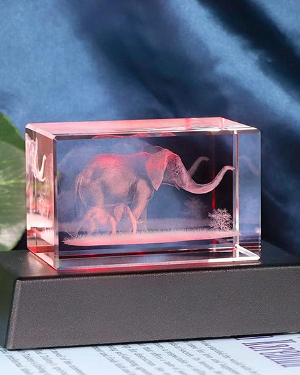 Elephant Gifts For Women Decorations For Home, 3D Crystal Elephant Decor Stuff Figurines Statue Gift For Elephant Lovers mom grandma birthday gifts for mom from daughters son unique gift ideas - LeafyLoom