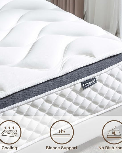 Full Mattress,12 Inch Full Size Mattress in a Box,Gel Memory Foam and Innerspring Hybrid Mattress with Individual Pocket Spring for Motion Isolation,Pressure Relief,Medium Firm Feel - LeafyLoom