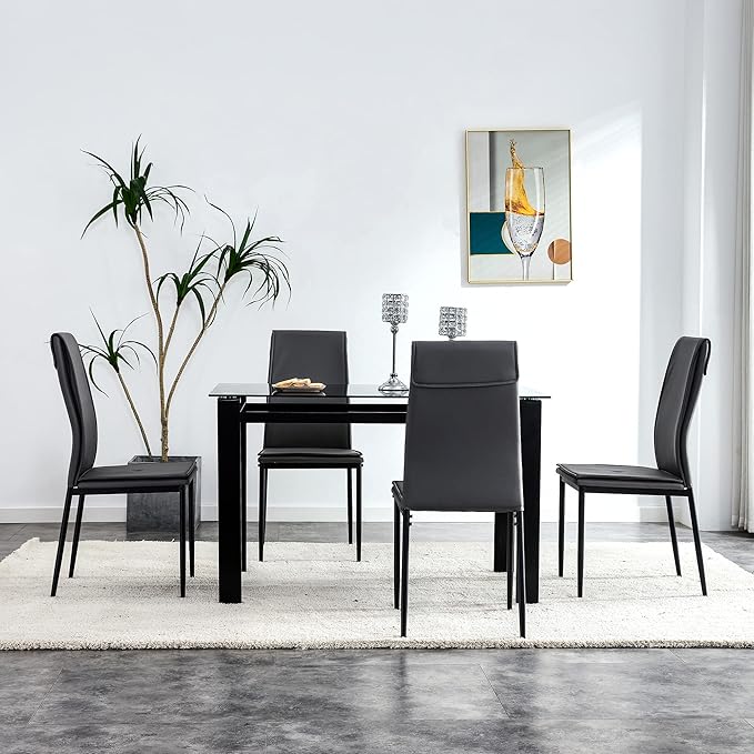 NicBex Haerin-SD-00288-LWJ Dining Chairs, 17.1"x14.6"x37.7", Black - LeafyLoom
