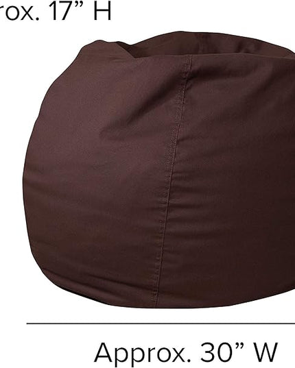 Flash Furniture Dillon Small Bean Bag Chair for Kids and Teens, Foam-Filled Beanbag Chair with Machine Washable Cover, Brown - LeafyLoom
