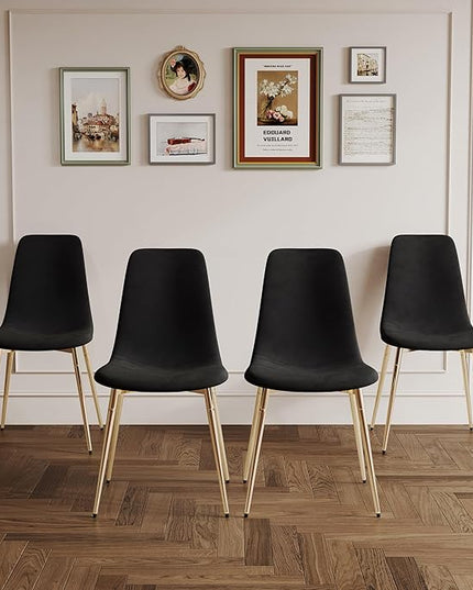 NicBex Haerin-SD-00339-LWJ Dining Chairs, 17.7"x19.7"x34.3", Black and Gold - LeafyLoom