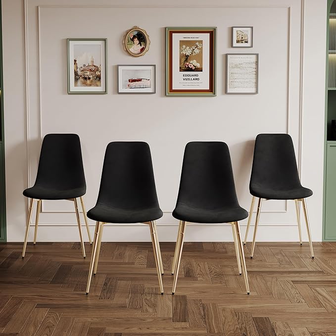 NicBex Haerin-SD-00339-LWJ Dining Chairs, 17.7"x19.7"x34.3", Black and Gold - LeafyLoom